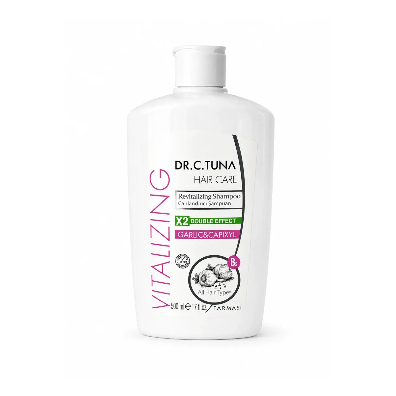 Dr. C. Tuna Vitalizing Sarımsak & Capixyl Koparak Dökülen Saçlar İçin Canlandırıcı Şampuan 500 ml